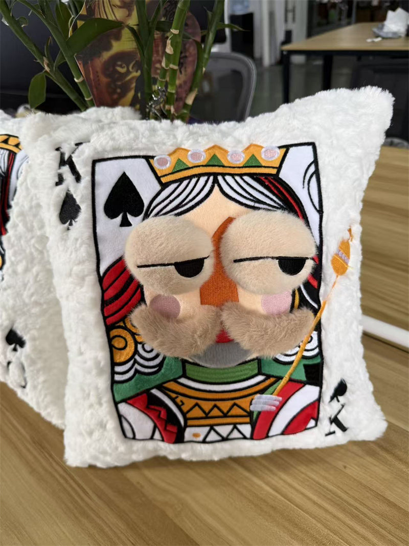 Playing Card Character Plush Throw Pillows - King, Queen, Jack of Spades Whimsical Decor Cushions