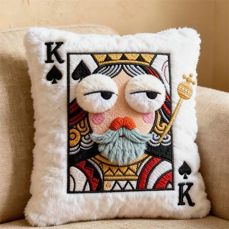 Playing Card Character Plush Throw Pillows - King, Queen, Jack of Spades Whimsical Decor Cushions