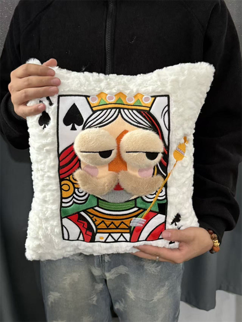 Playing Card Character Plush Throw Pillows - King, Queen, Jack of Spades Whimsical Decor Cushions