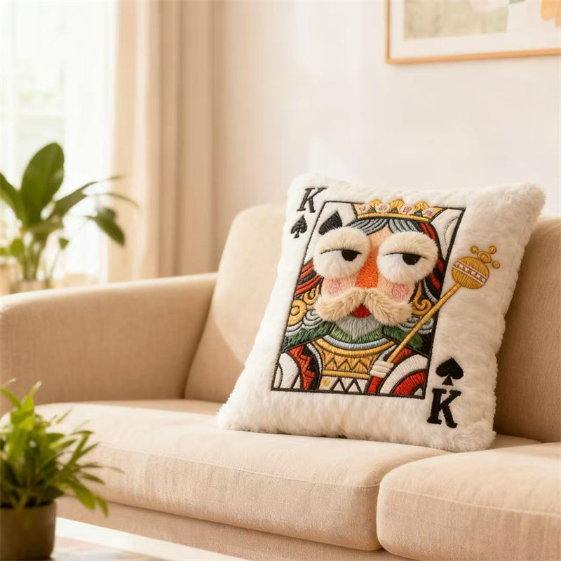 Playing Card Character Plush Throw Pillows - King, Queen, Jack of Spades Whimsical Decor Cushions
