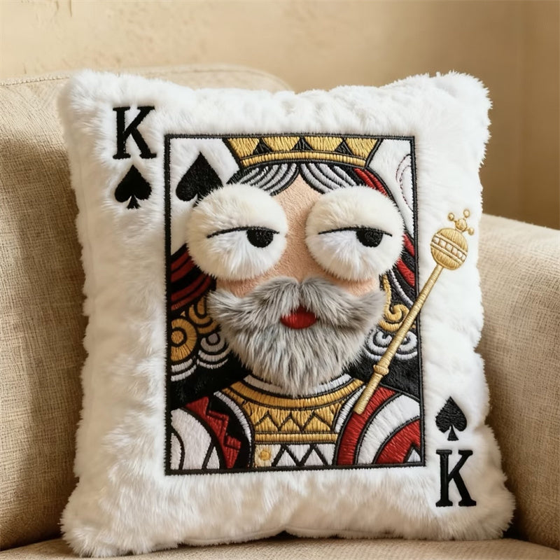 Playing Card Character Plush Throw Pillows - King, Queen, Jack of Spades Whimsical Decor Cushions