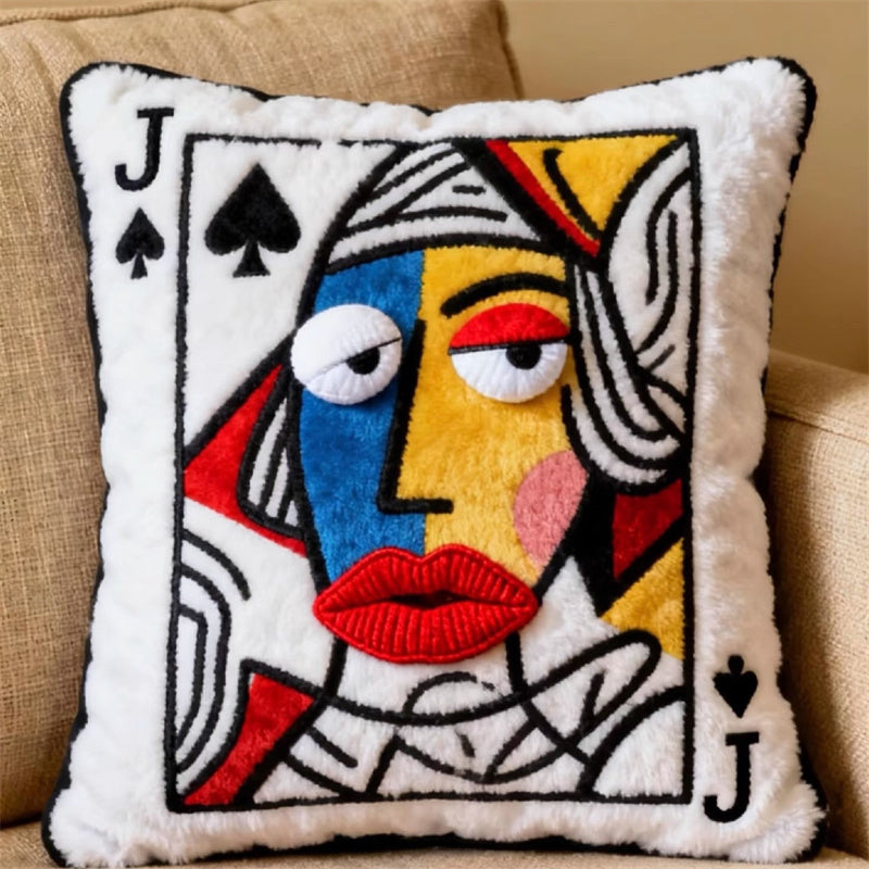 Playing Card Character Plush Throw Pillows - King, Queen, Jack of Spades Whimsical Decor Cushions