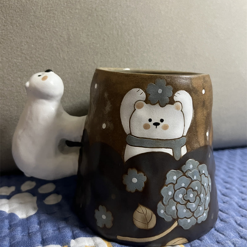 Polar Bear Ceramic Mug, Cute Animal - Themed Coffee Cup with Hand - Painted Design
