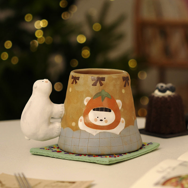 Polar Bear Ceramic Mug, Cute Animal - Themed Coffee Cup with Hand - Painted Design