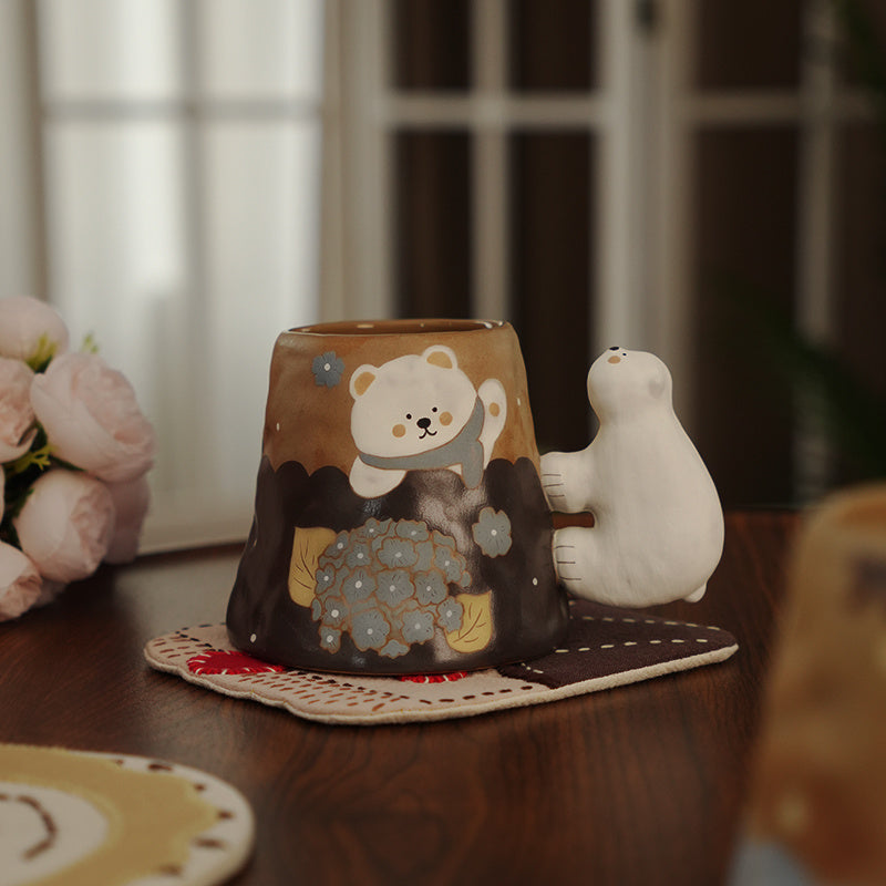 Polar Bear Ceramic Mug, Cute Animal - Themed Coffee Cup with Hand - Painted Design