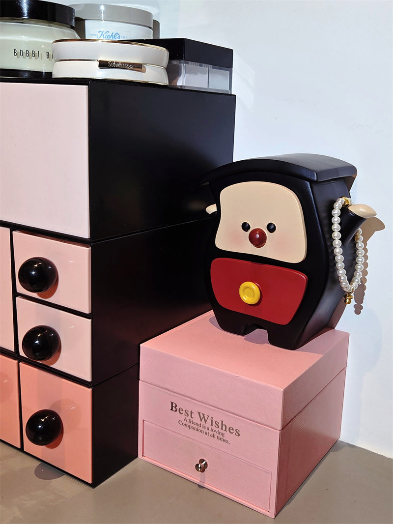 Premium Cartoon Jewelry Box For Women - Rings & Small Accessories Organizer With 2 Drawers