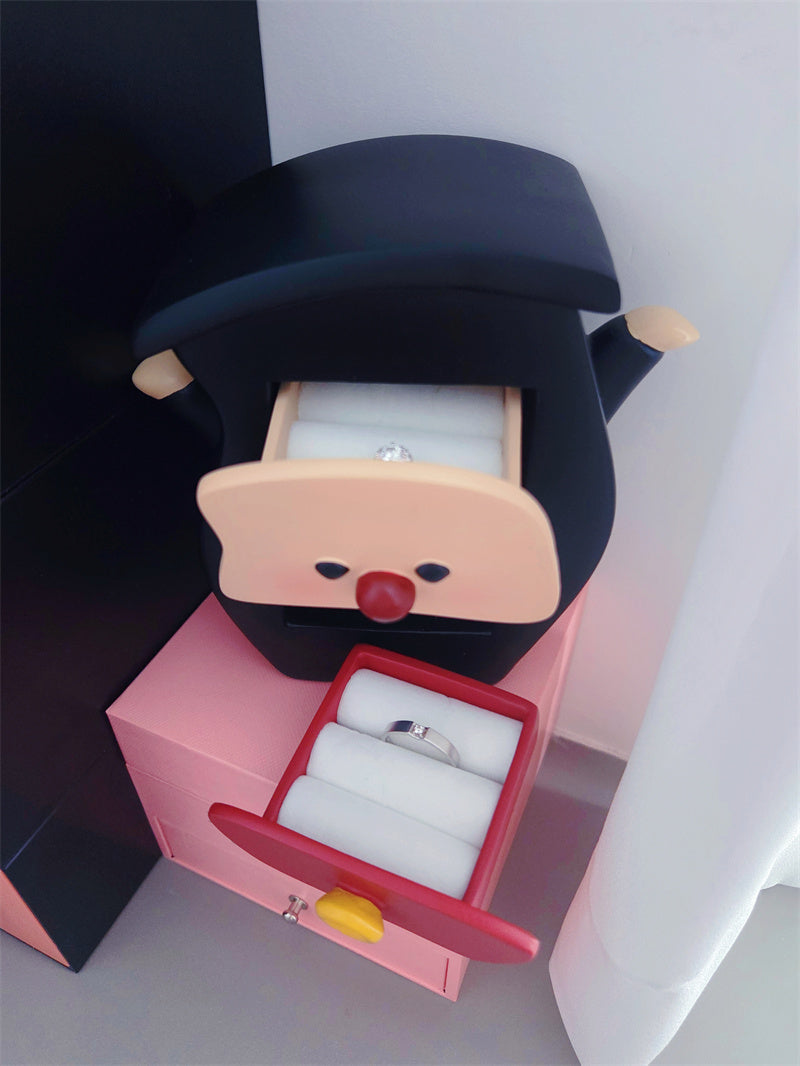 Premium Cartoon Jewelry Box For Women - Rings & Small Accessories Organizer With 2 Drawers
