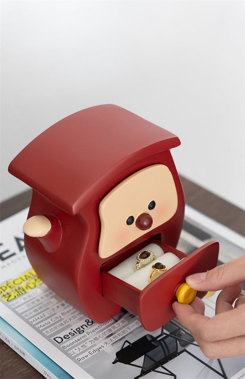 Premium Cartoon Jewelry Box For Women - Rings & Small Accessories Organizer With 2 Drawers