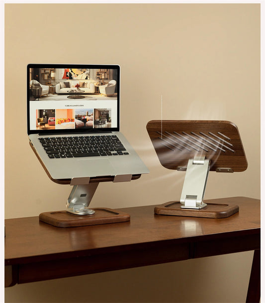 Premium Walnut Laptop Stand,MacBook/iPad Wooden Holder