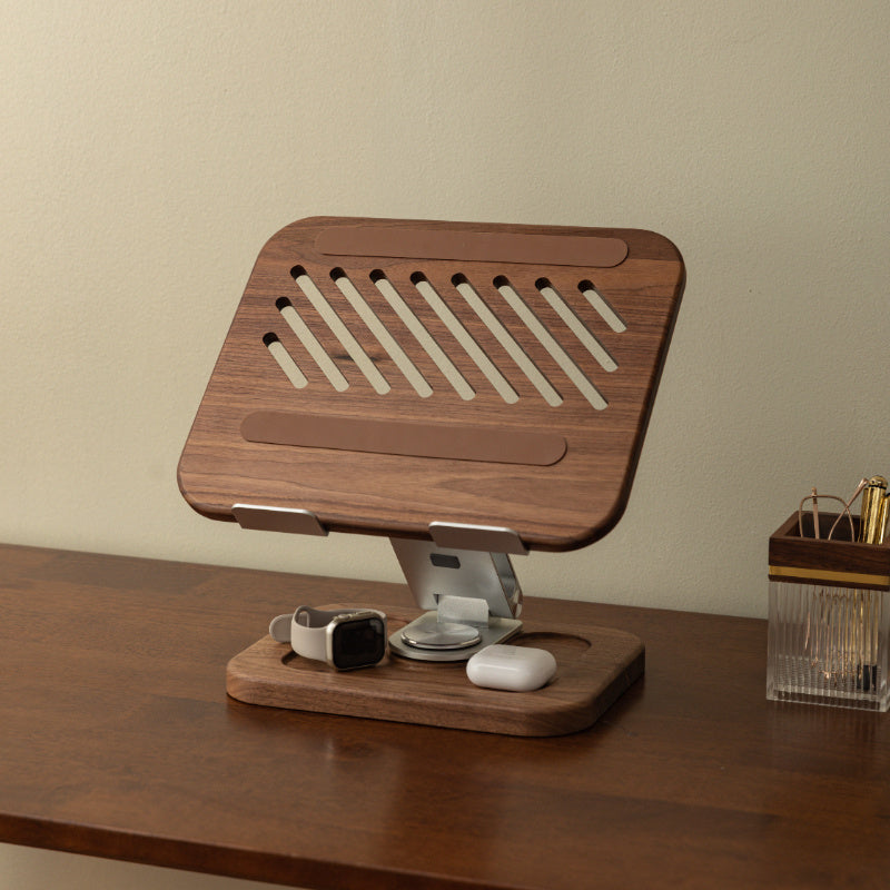 Premium Walnut Laptop Stand,MacBook/iPad Wooden Holder
