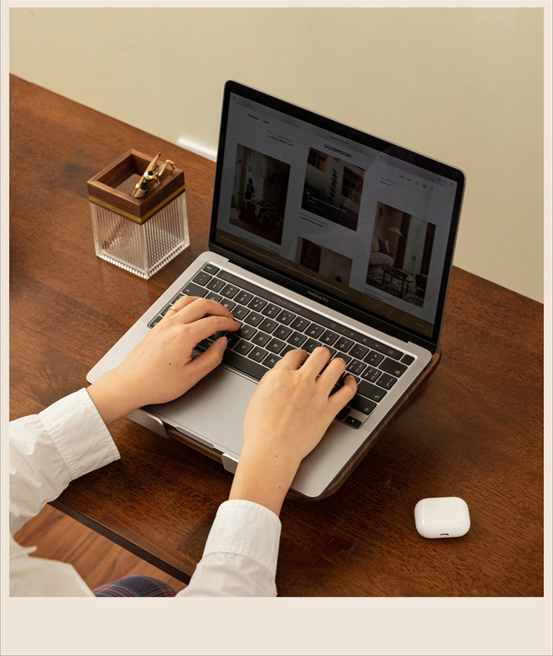 Premium Walnut Laptop Stand,MacBook/iPad Wooden Holder