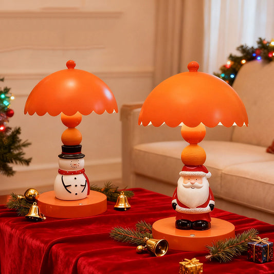 Christmas Snowman & Santa Claus Rechargeable Table Lamp - Festive Night Light for Bedroom & Holiday Decor