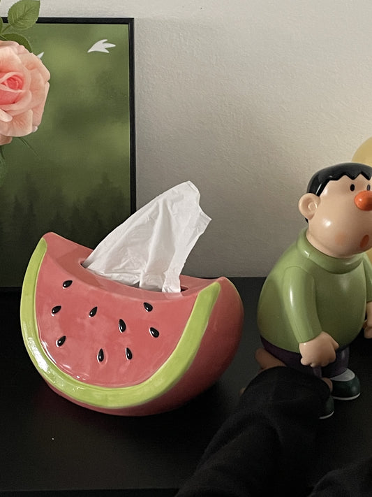 Creative Watermelon Ceramic Tissue Box, Desktop Decoration Ideas
