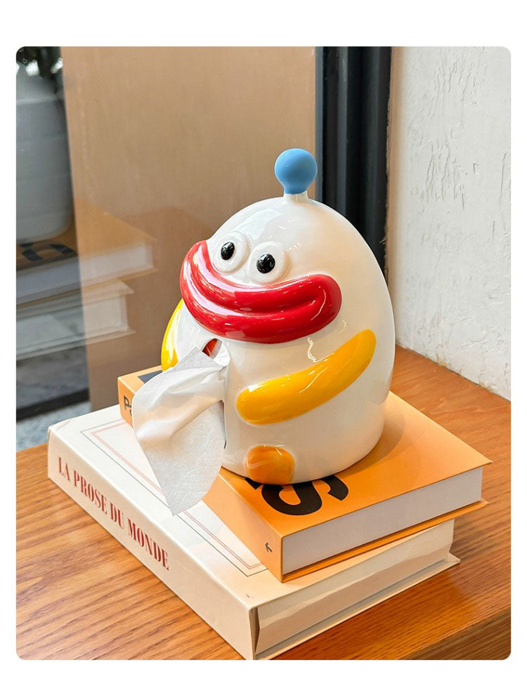 Quirky Sexy Big Red Lips Ceramic Tissue Box - Funny Novelty Home Decor for Bathroom, Bedroom, Office