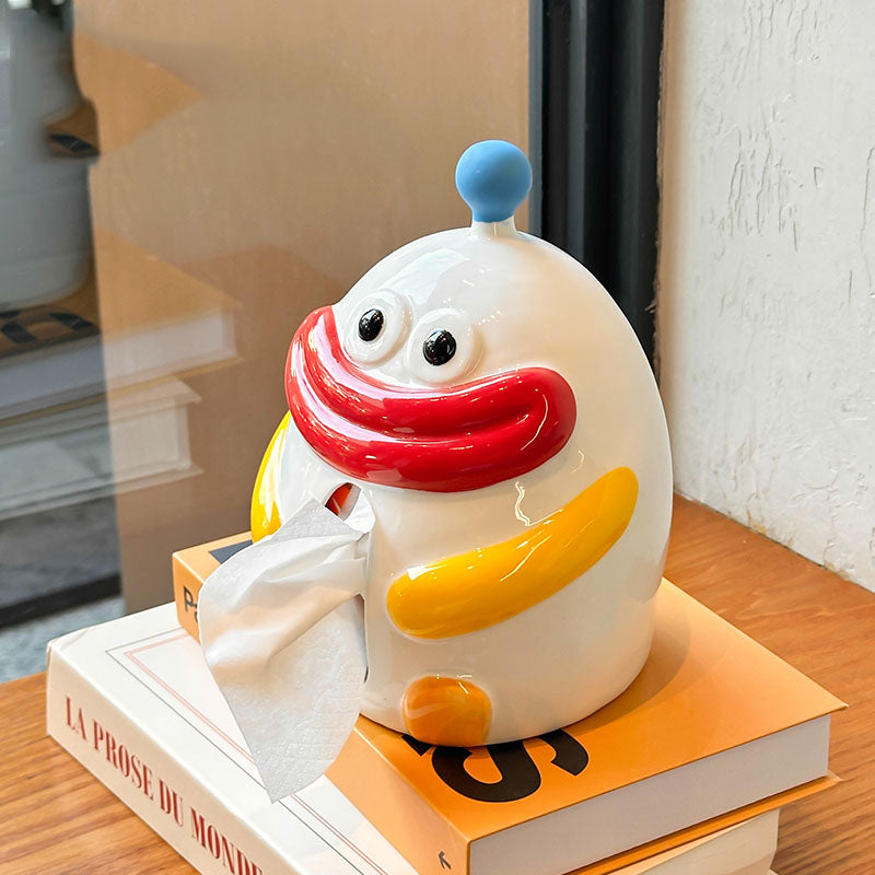Quirky Sexy Big Red Lips Ceramic Tissue Box - Funny Novelty Home Decor for Bathroom, Bedroom, Office
