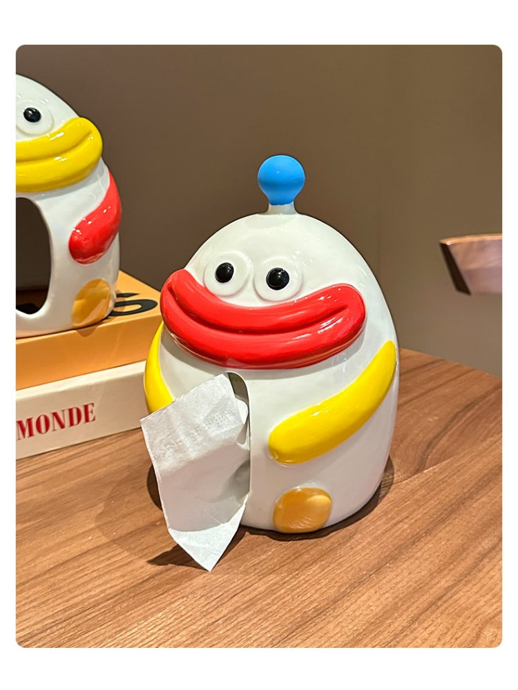 Quirky Sexy Big Red Lips Ceramic Tissue Box - Funny Novelty Home Decor for Bathroom, Bedroom, Office