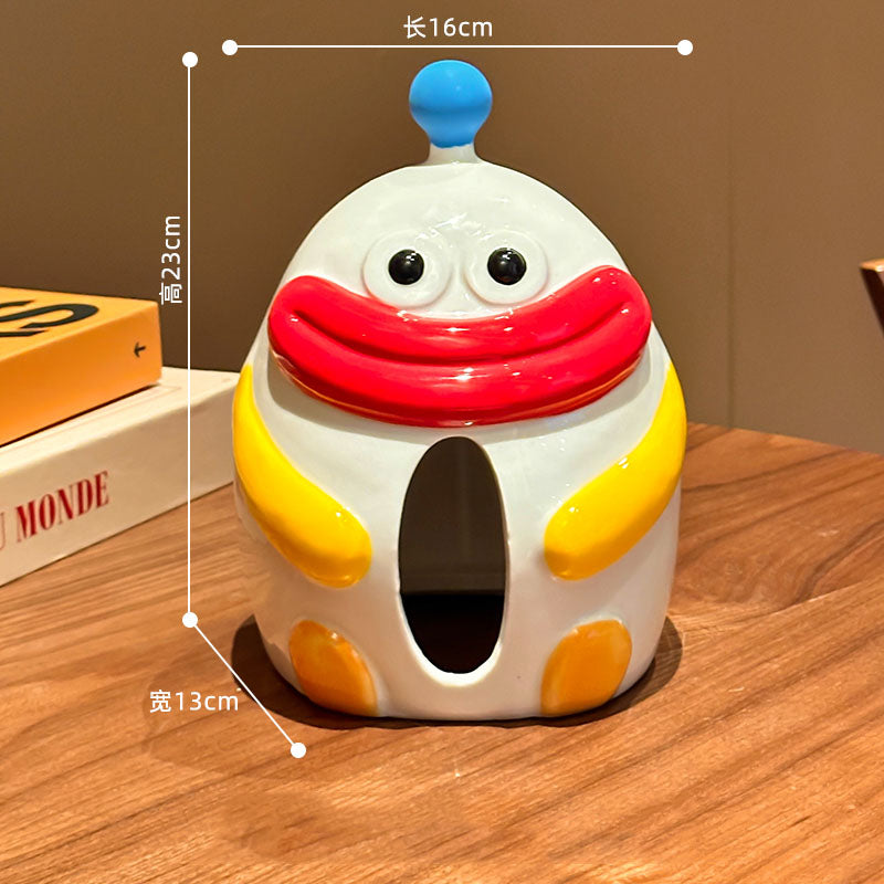 Quirky Sexy Big Red Lips Ceramic Tissue Box - Funny Novelty Home Decor for Bathroom, Bedroom, Office