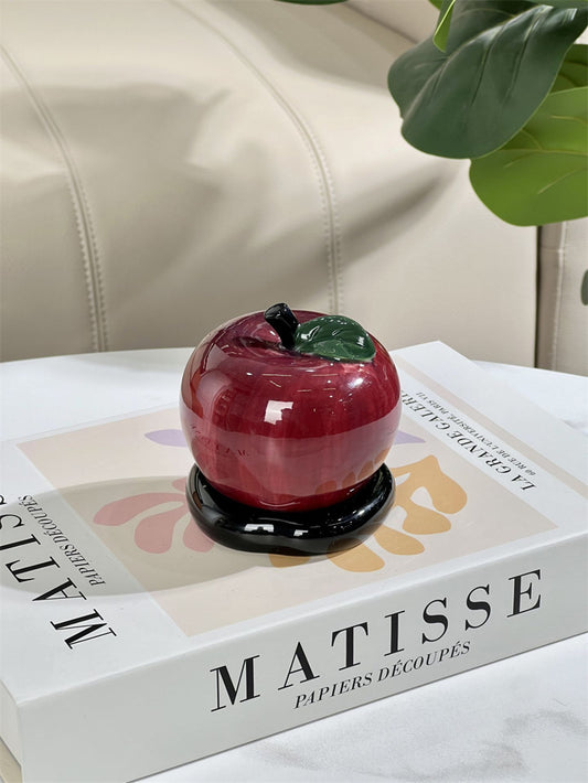 Red Apple & Pear Ceramic Toothpick Holder, Kitchen & Bathroom Countertop Decor