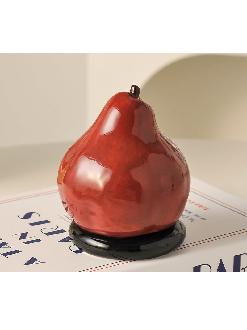 Red Apple & Pear Ceramic Toothpick Holder, Kitchen & Bathroom Countertop Decor
