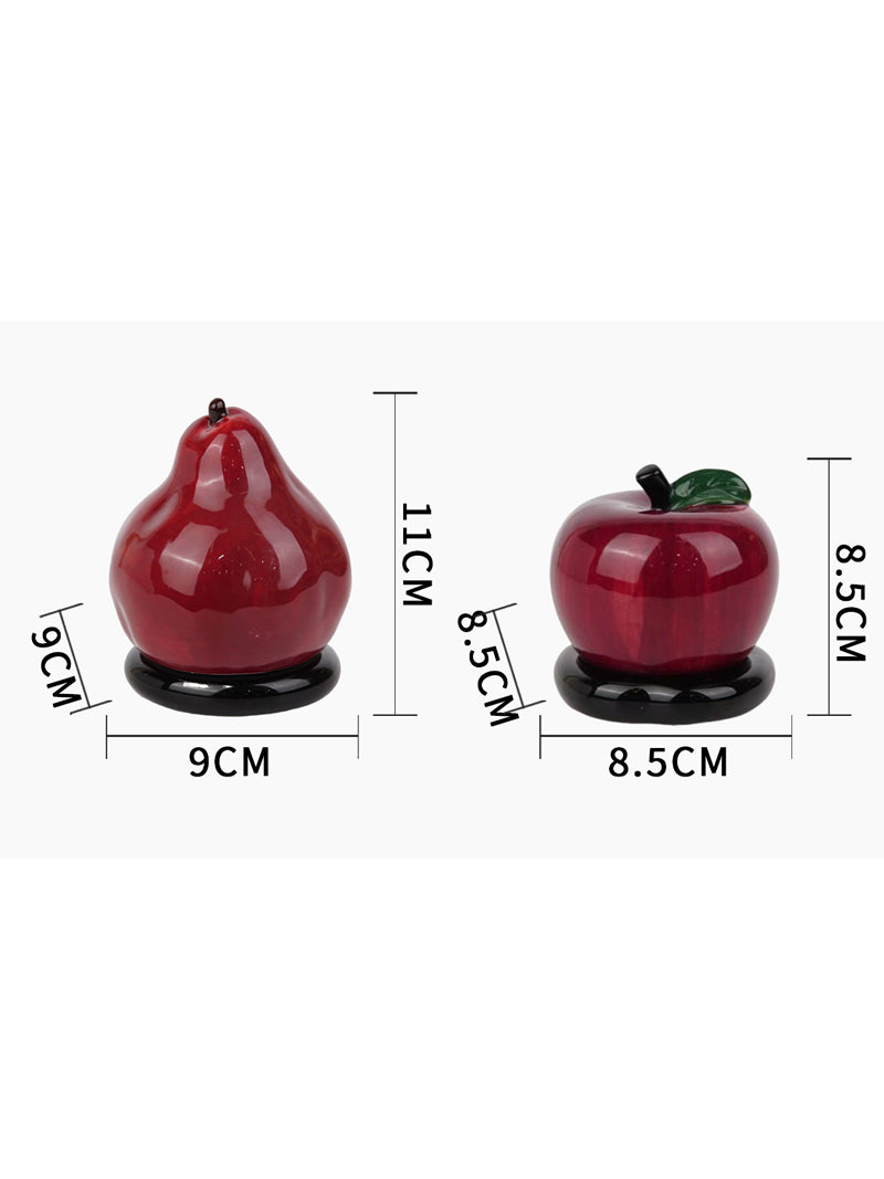 Red Apple & Pear Ceramic Toothpick Holder, Kitchen & Bathroom Countertop Decor