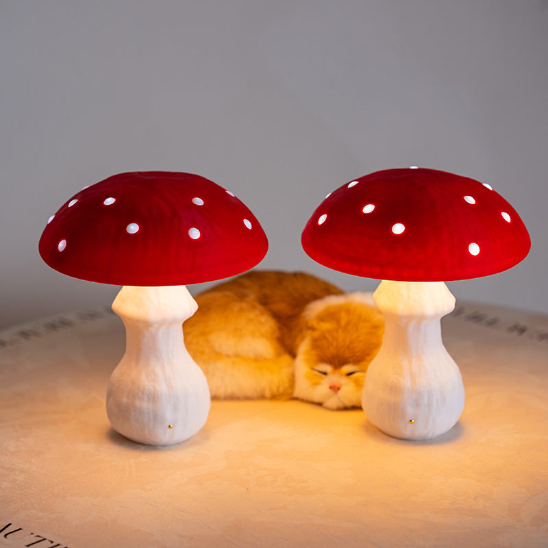 Red Big Mushroom Table Lamp, Bedroom Decorative Night Light
