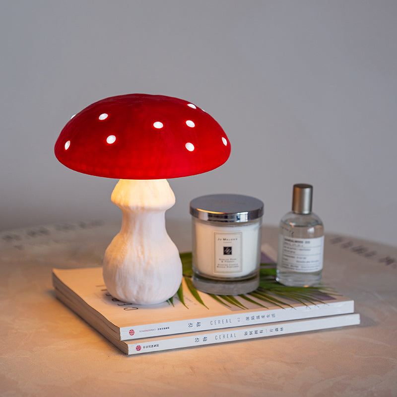 Red Big Mushroom Table Lamp, Bedroom Decorative Night Light