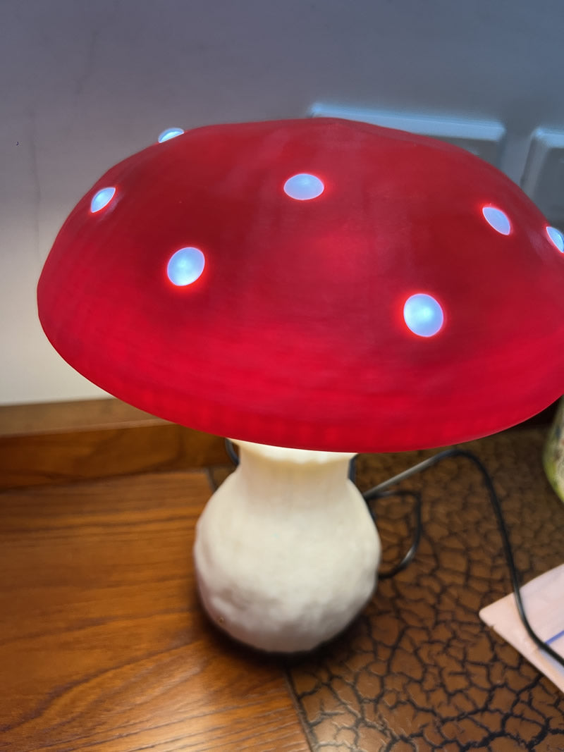 Red Big Mushroom Table Lamp, Bedroom Decorative Night Light