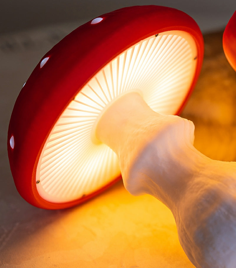 Red Big Mushroom Table Lamp, Bedroom Decorative Night Light