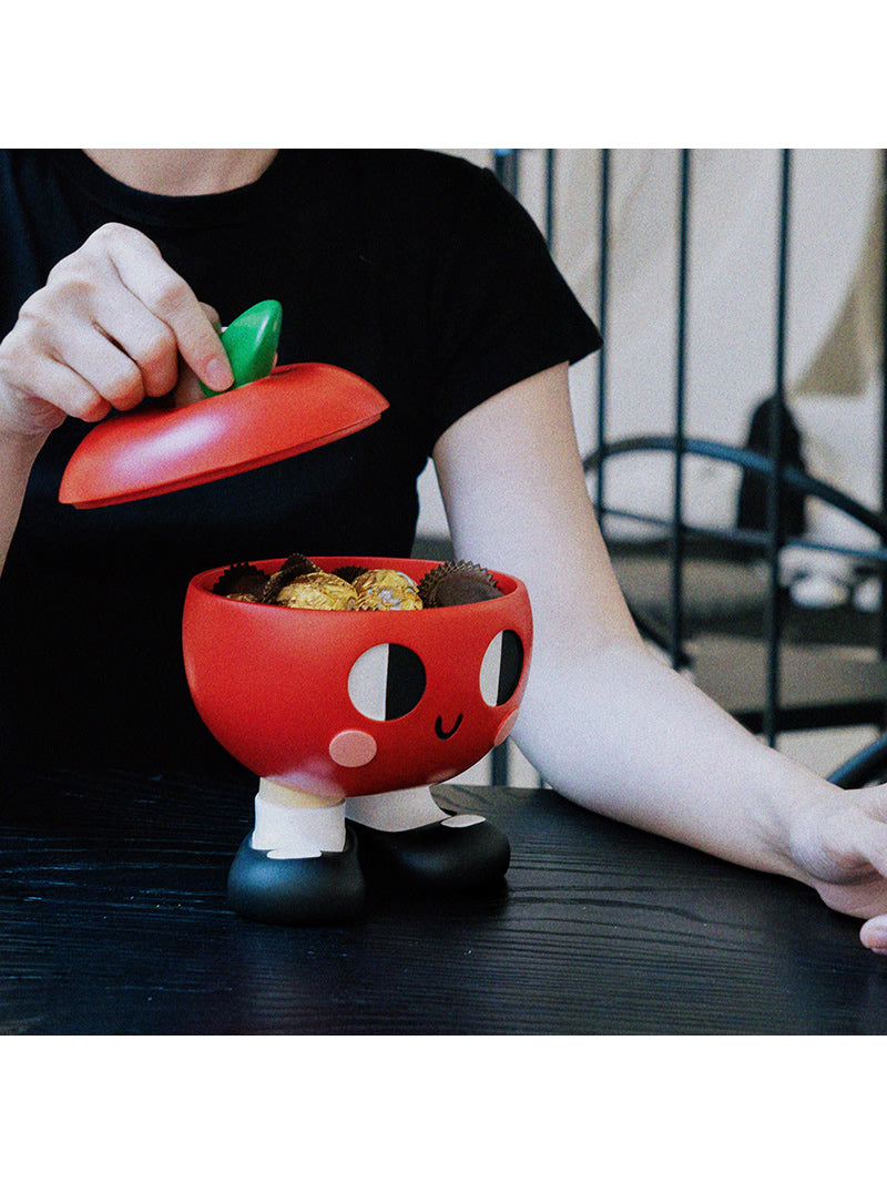 Red Cartoon Apple Storage Jar - Funy Desktop Decoration And Organization