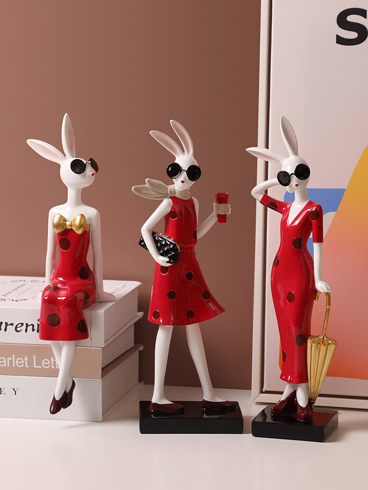 Red Sexy Miss Rabbit Desktop Sculpture Decoration Ornaments – MoreAngle
