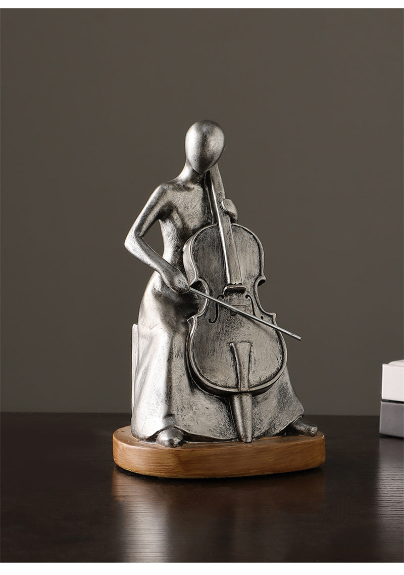 Resin Musician Sculptures - Artistic Home Decor with Cellist, Guitarist & Singer Figurines