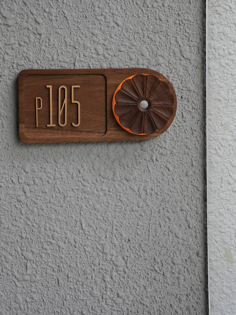 Retro Artistic Wooden Doorplate With Light, Custom Number