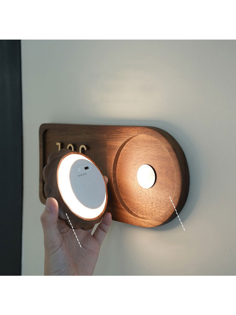 Retro Artistic Wooden Doorplate With Light, Custom Number
