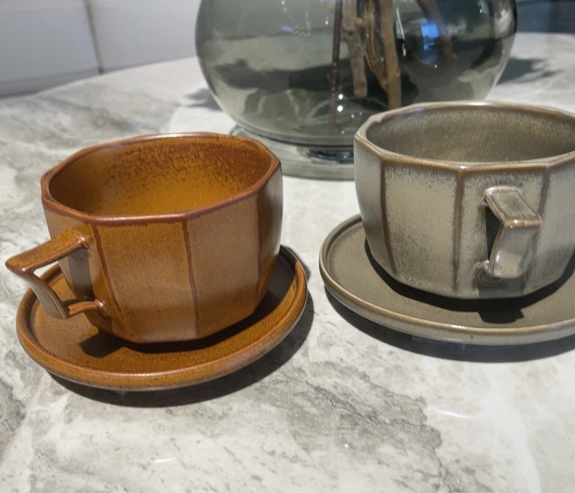 Retro Polygonal Gradient Color Ceramic Coffee Cup