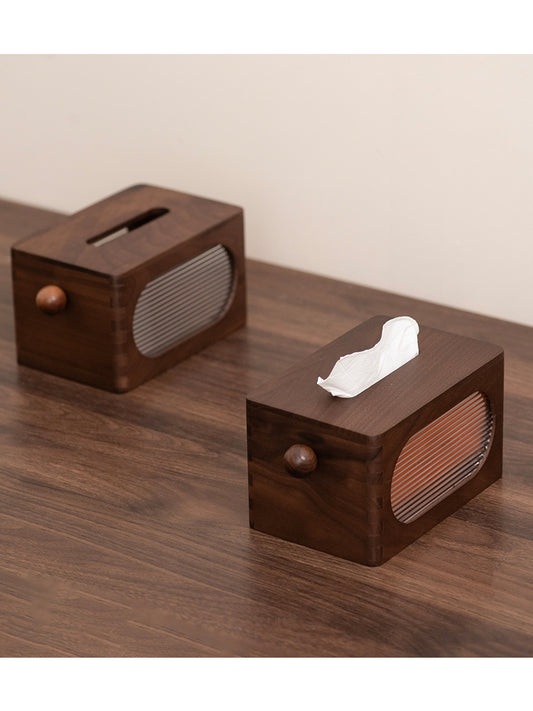 Retro Walnut Tissue Box – Decorative Wooden Tissue Holder for Home & Office