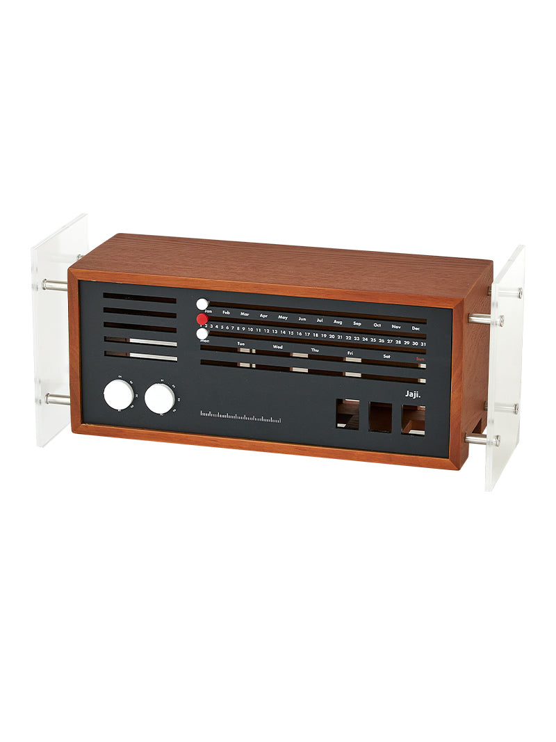 Retro Wooden Radio Desktop Storage Box - Vintage Power Socket &Data Cable Organizer