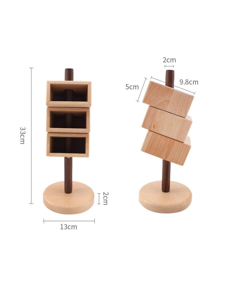 Rotating Solid Wood Multiple Pen Holder 360° Swivel Desk Organizer for Office Home School Decor Gift