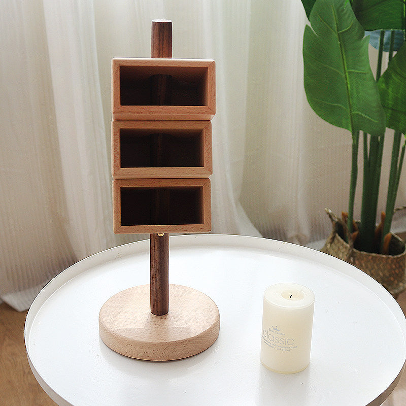 Rotating Solid Wood Multiple Pen Holder 360° Swivel Desk Organizer for Office Home School Decor Gift