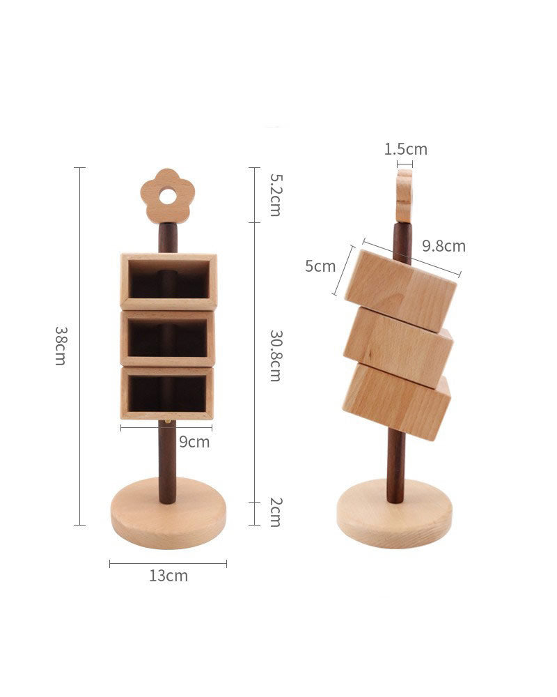 Rotating Solid Wood Multiple Pen Holder 360° Swivel Desk Organizer for Office Home School Decor Gift