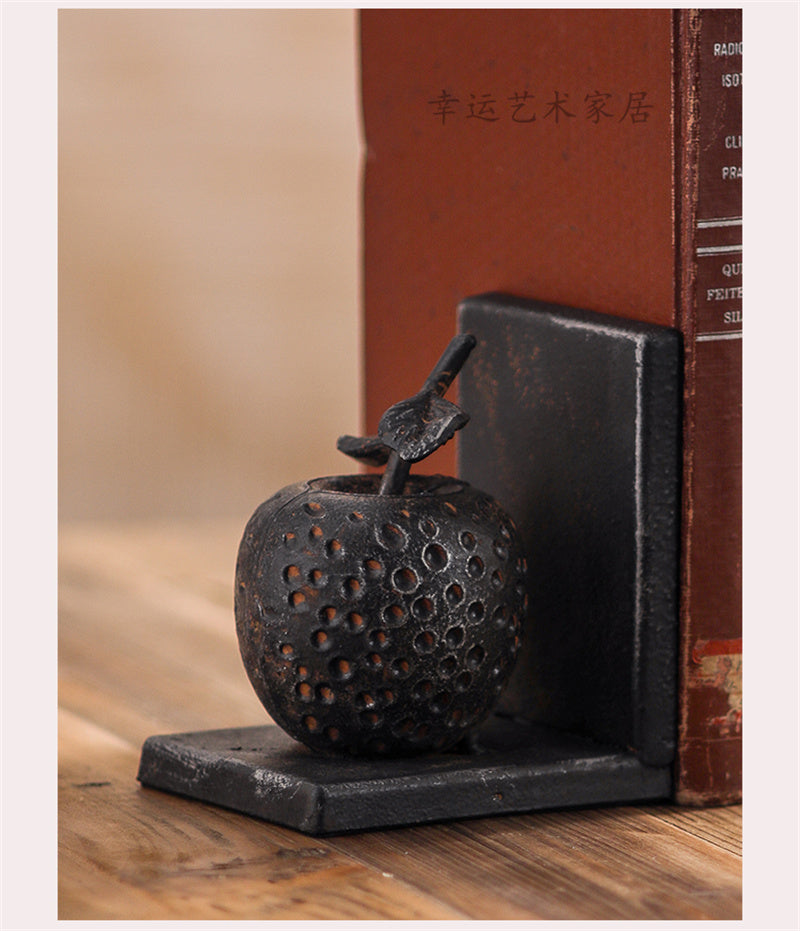 Rustic Fruit Cast Iron Bookends -  Apple & Pear for Office Decor