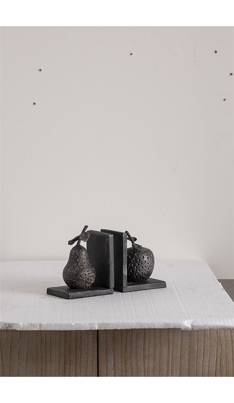 Rustic Fruit Cast Iron Bookends -  Apple & Pear for Office Decor