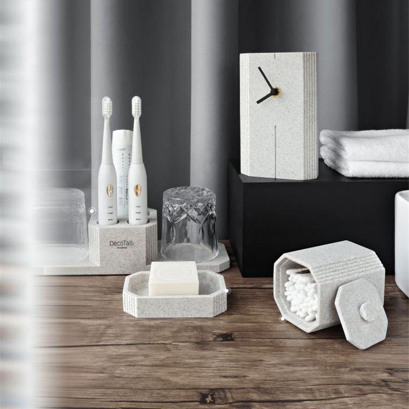 Sandstone Table Clock, Minimalist Geometric Decorative Timepiece