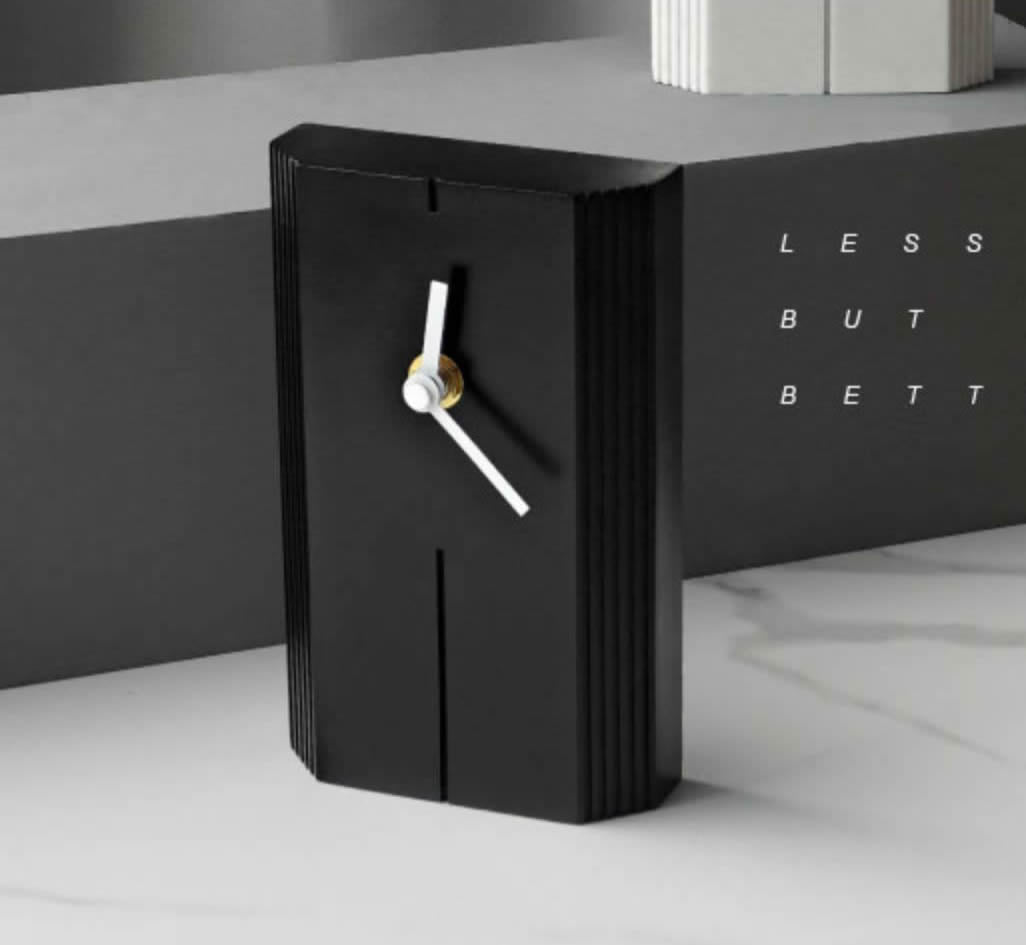 Sandstone Table Clock, Minimalist Geometric Decorative Timepiece