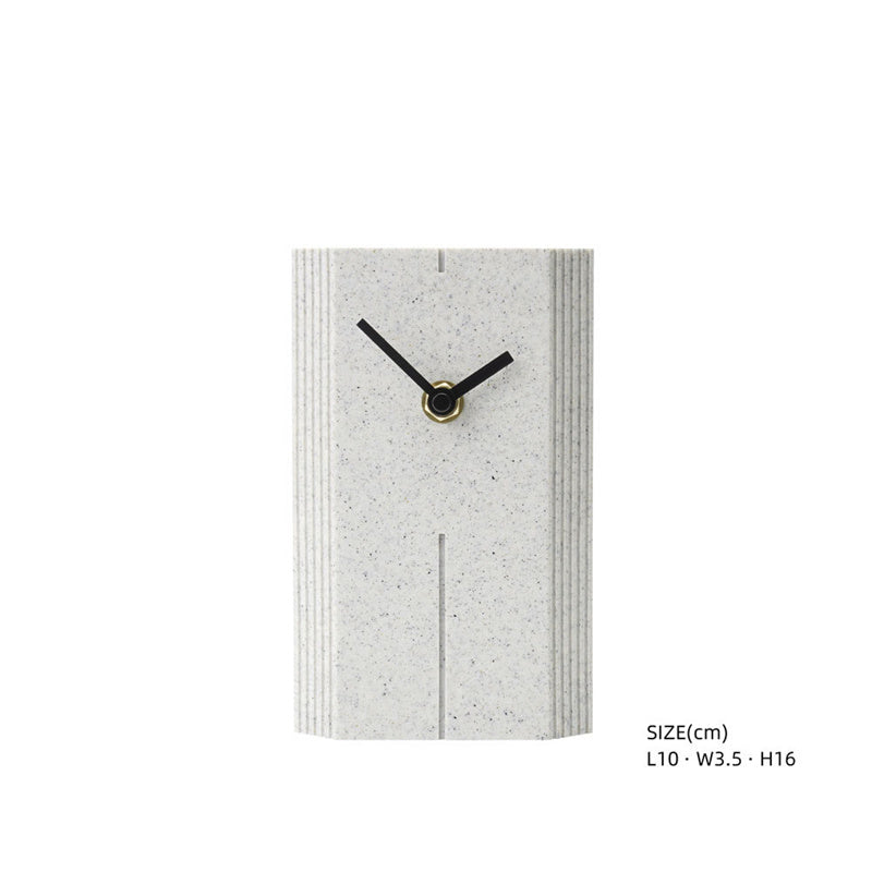 Sandstone Table Clock, Minimalist Geometric Decorative Timepiece