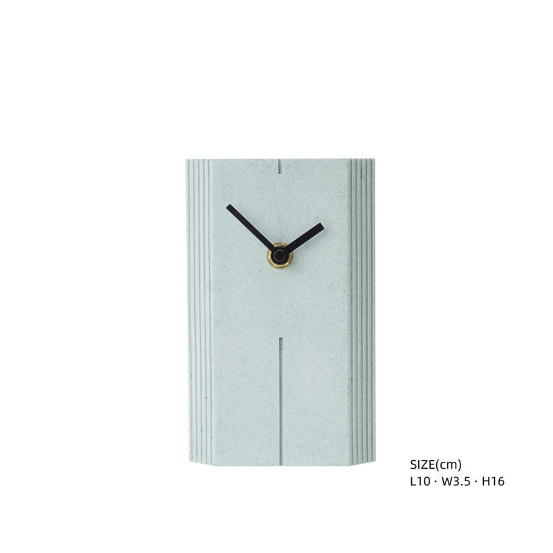 Sandstone Table Clock, Minimalist Geometric Decorative Timepiece