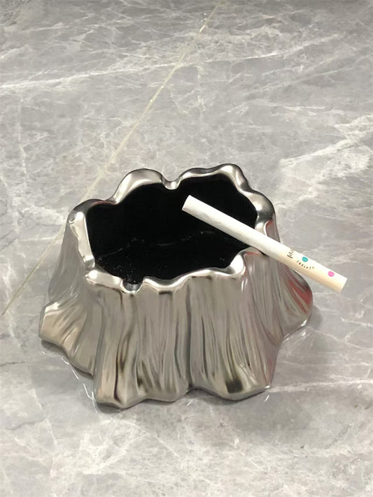 Silver Tree Stump Ashtray - Elegant and Functional Home or Office Decor