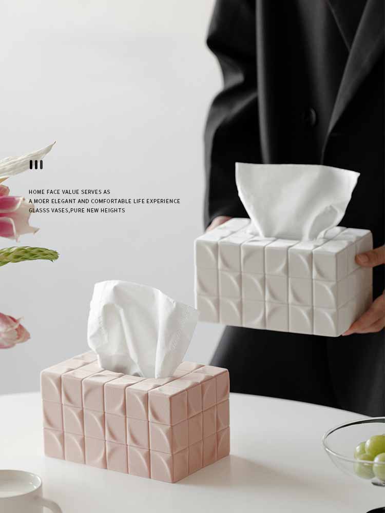 Tissue Box Cube V Rectangular Simple Artistic Cube Ceramic Tissue Box, Rubik'S Cube Design Inspirati ...