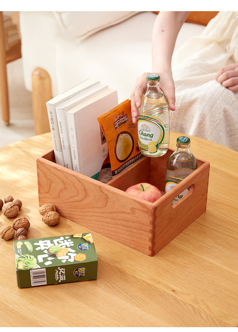 Simple Cherry Wood Desktop Storage Box,Office Desk Organizer – MoreAngle