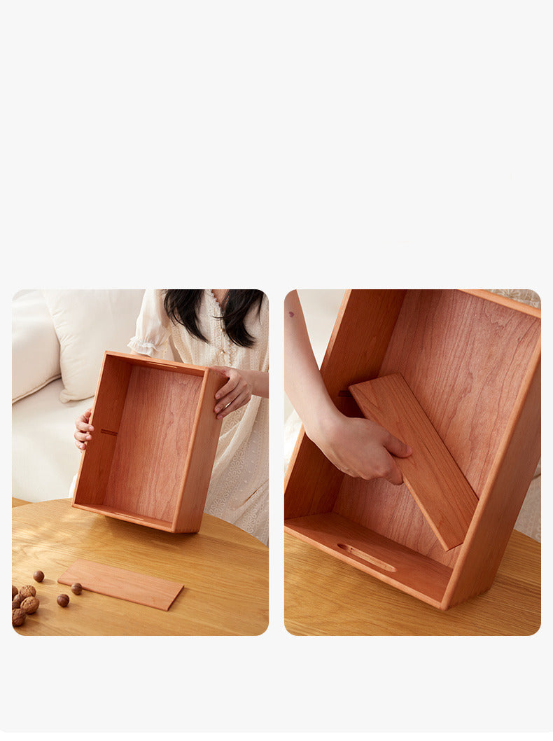 Simple Cherry Wood Desktop Storage Box,Office Desk Organizer – MoreAngle