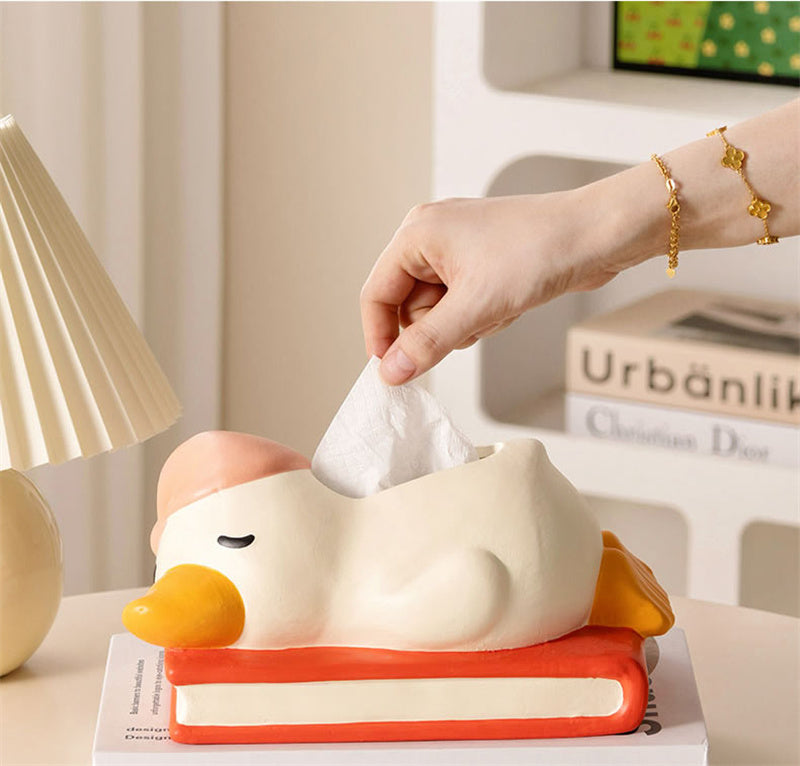 Sleeping Duck Tissue Box, Cartoon Decorative Tissue Holder for Home